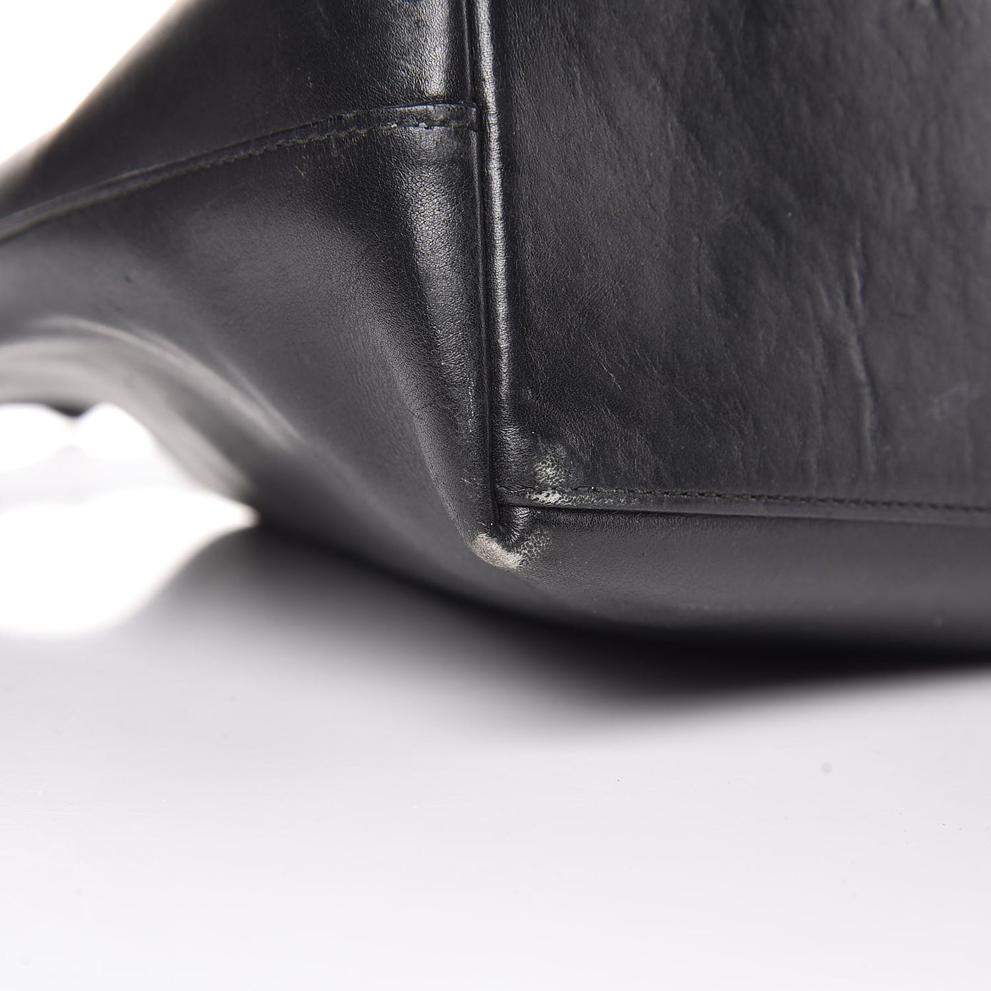 Calfskin Bamboo Handle Shoulder Bag Black