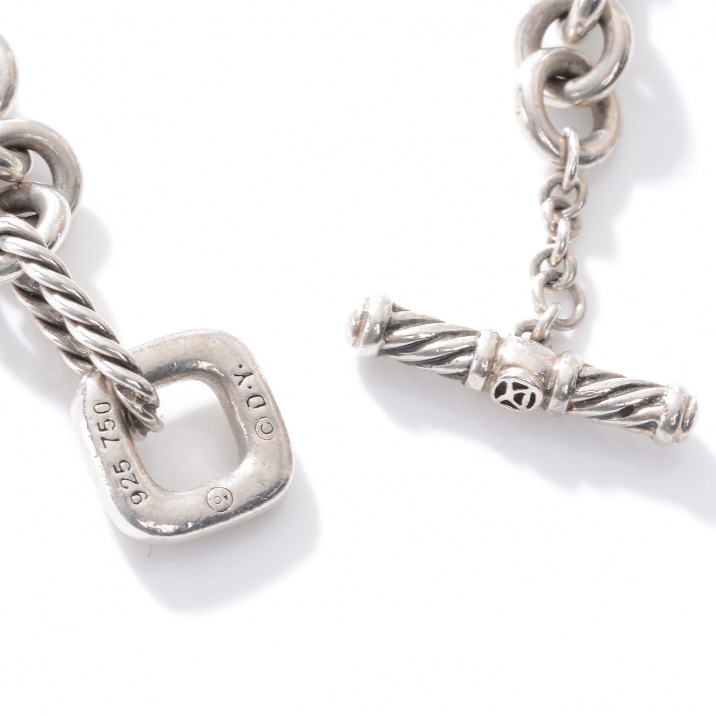 Sterling Silver 18K Yellow Gold Cable Heart Charm Bracelet