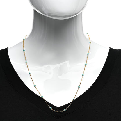 David Yurman 18K Yellow Gold Turquoise Cable Collectibles Bead Station Necklace 22" 2 of 4