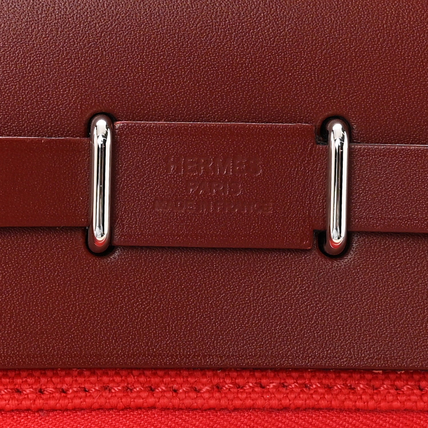 Hermes Military Toile Vache Hunter Herbag Zip Retourne 20 Rouge Piment Rouge H 11 of 19