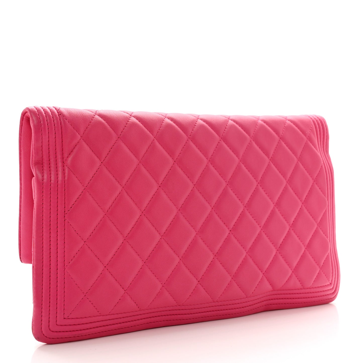 Lambskin Quilted Beauty CC Boy Clutch Fuchsia