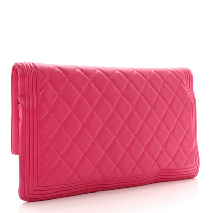 Chanel Lambskin Quilted Beauty CC Boy Clutch Fuchsia 3 of 7