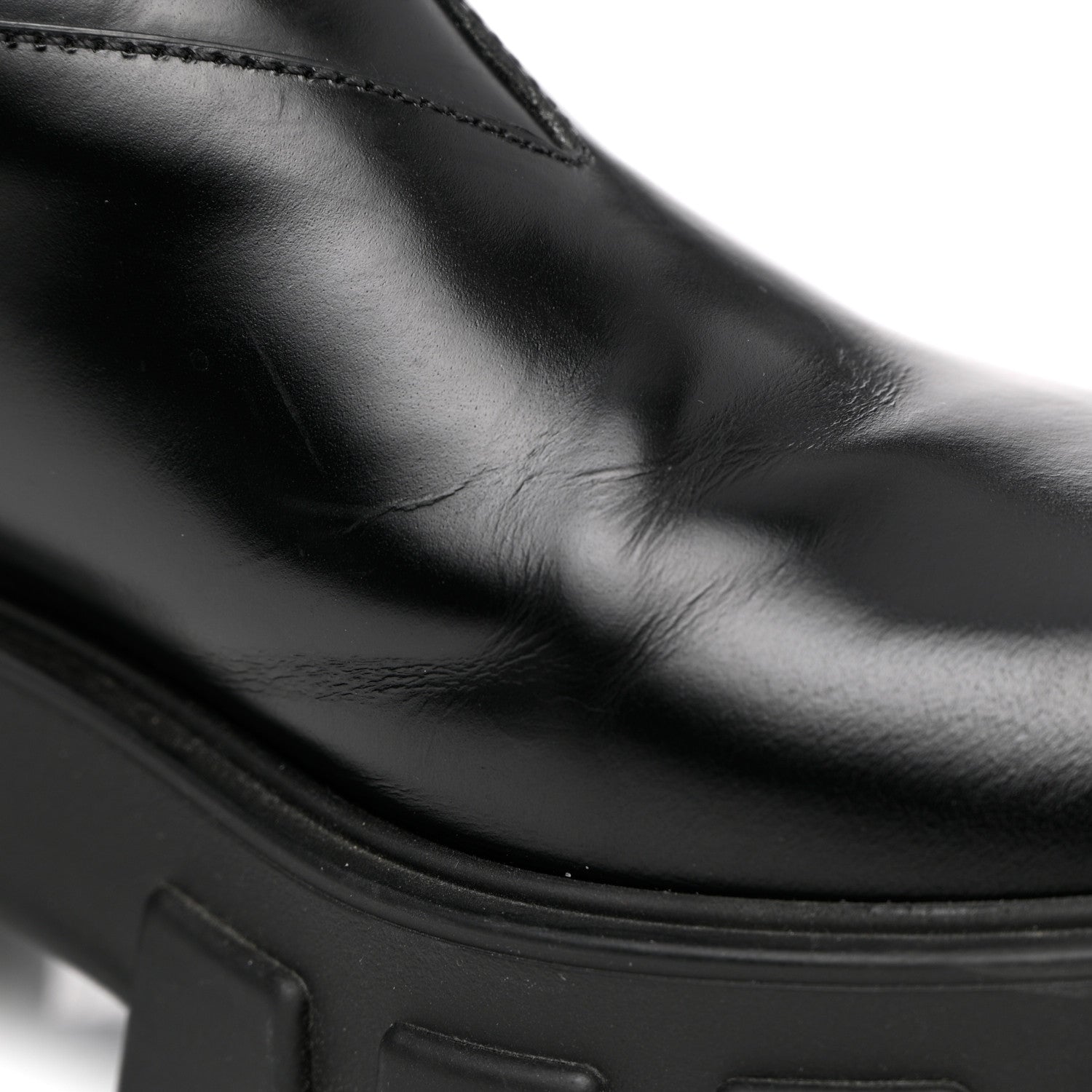 Prada Spazzolato Rois Monolith Chelsea 55mm Ankle Boots 37.5 Black 12 of 16