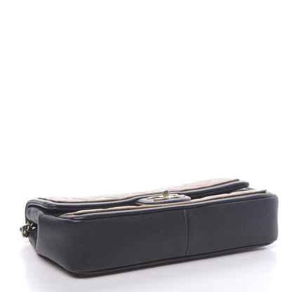 Chanel Calfskin Quilted Medium Graphic Flap Beige Black 4 of 10