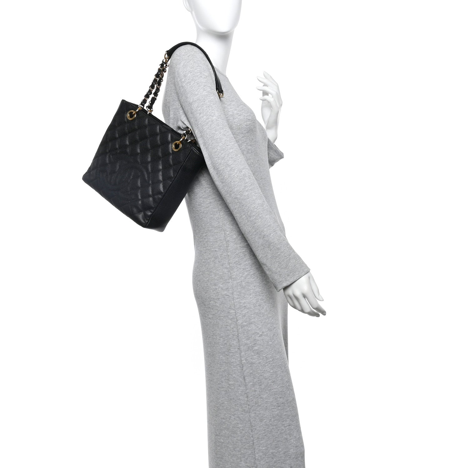 Chanel Caviar Quilted Petit Shopping Tote PST Black 2 of 11