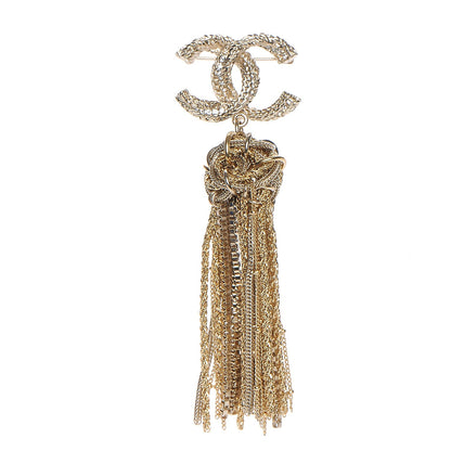 Chanel Crystal CC Tassel Brooch Gold 1 of 5