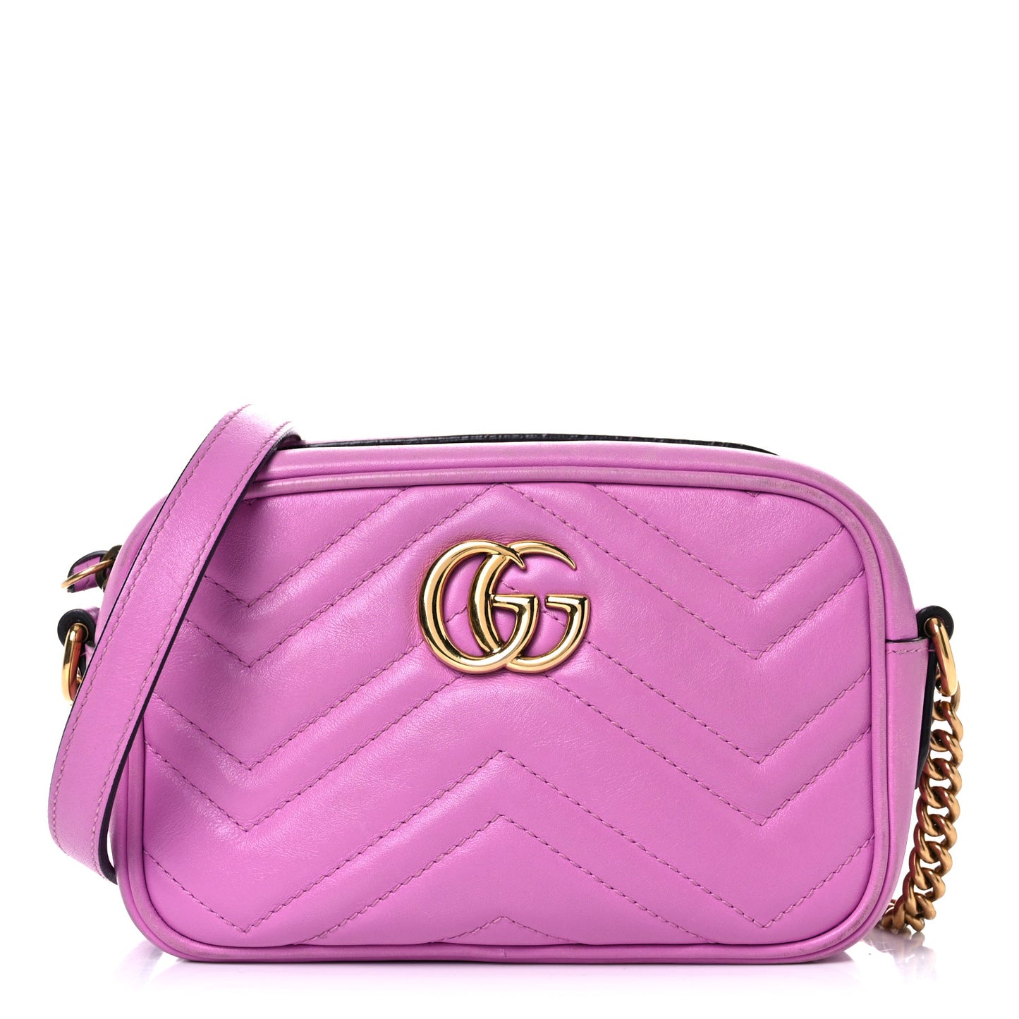 Calfskin Matelasse Mini GG Marmont Chain Shoulder Bag Candy Mousse