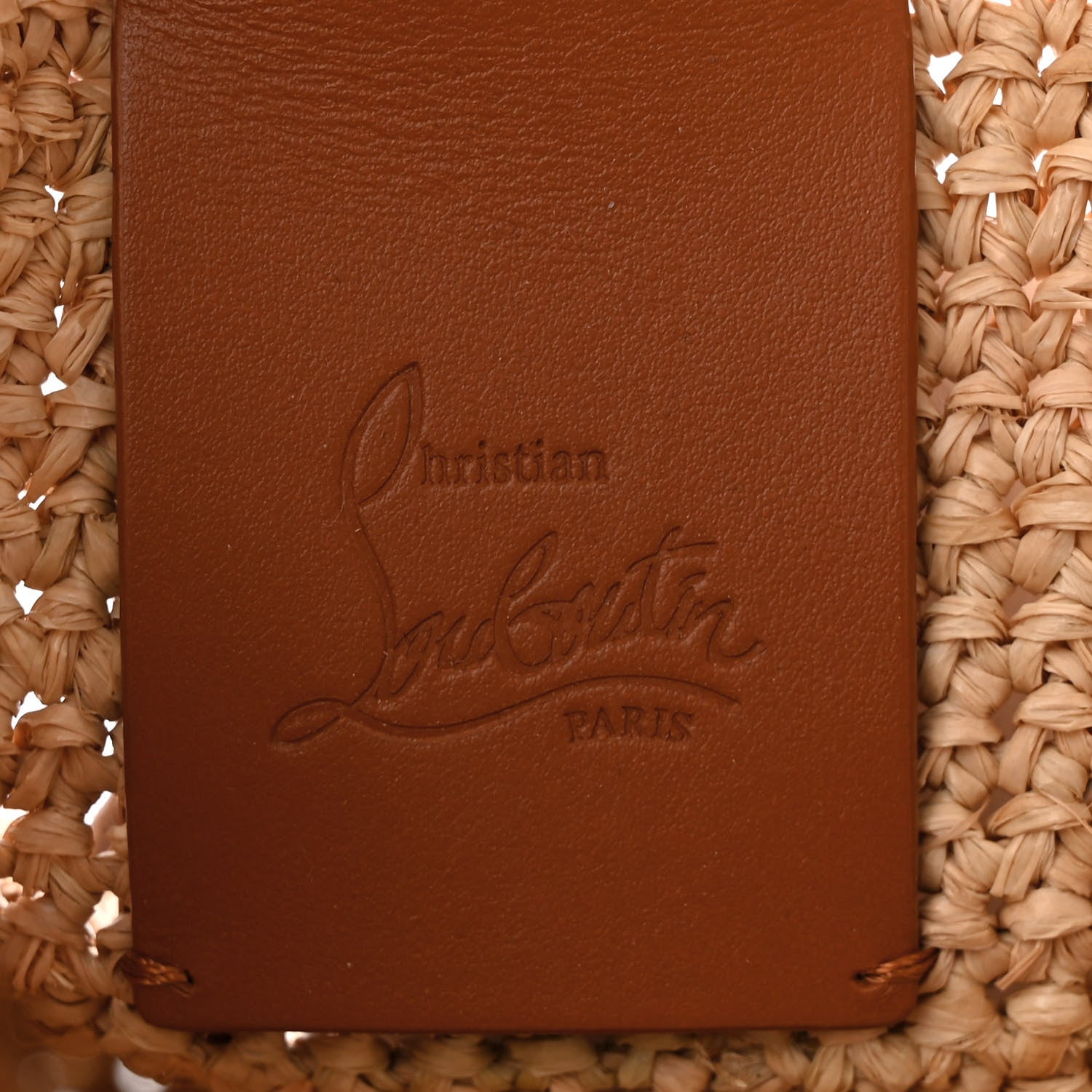 Christian Louboutin Raffia Calfskin Small By My Side Tote Natural Cuoio 7 of 12