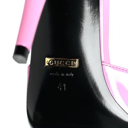 Gucci Polished Calfskin Scarlet Mid Heel Slide Sandals 41 Pink Plexi 6 of 9