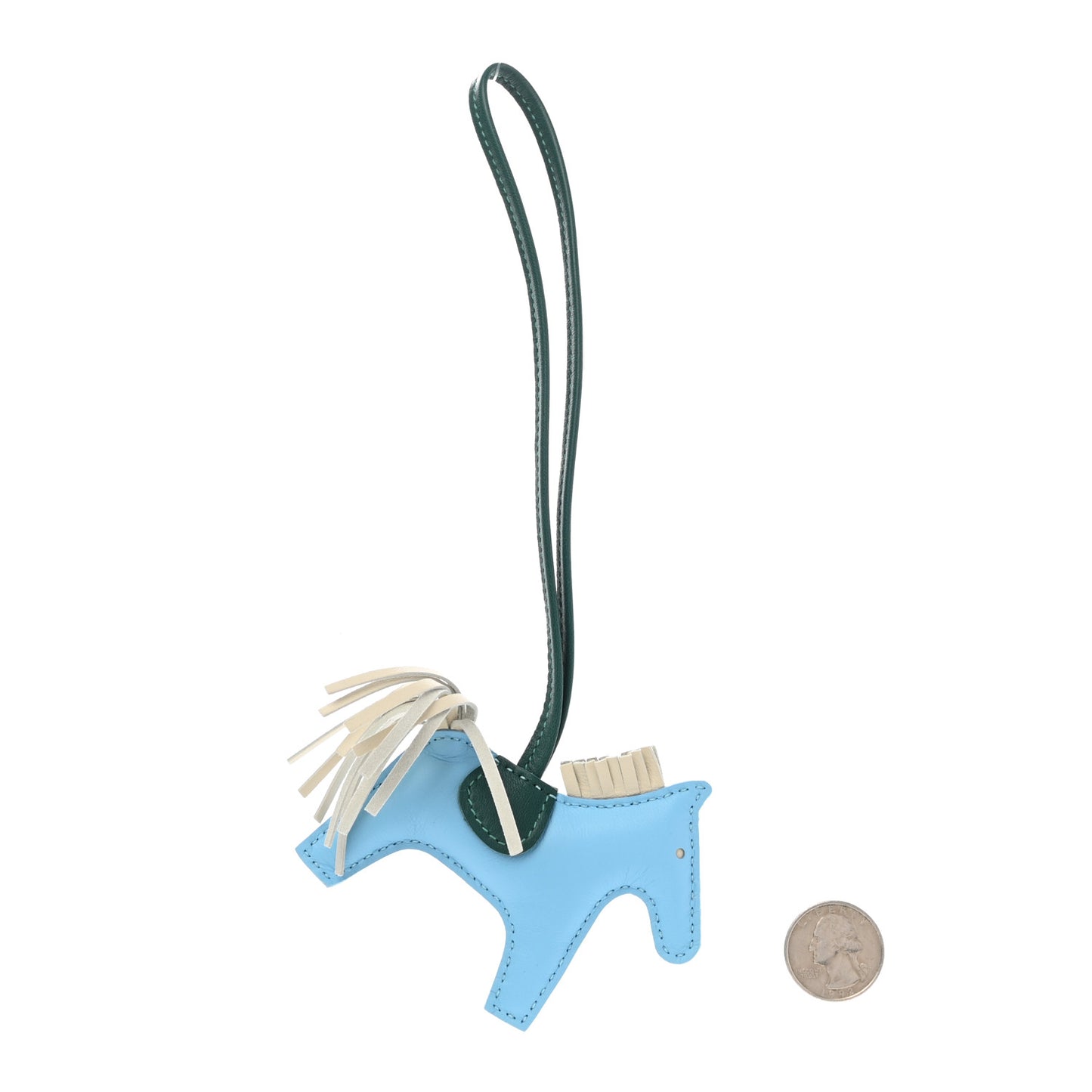 Milo Lambskin Grigri Rodeo Horse Bag Charm PM Celeste Malachite Craie