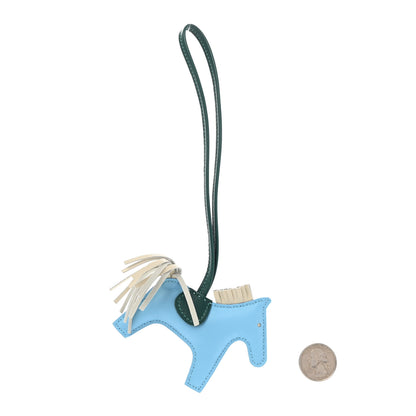 Hermes Milo Lambskin Grigri Rodeo Horse Bag Charm PM Celeste Malachite Craie 2 of 3
