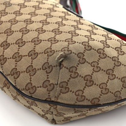 Gucci Monogram Web Medium Half Moon Hobo Dark Brown 11 of 12