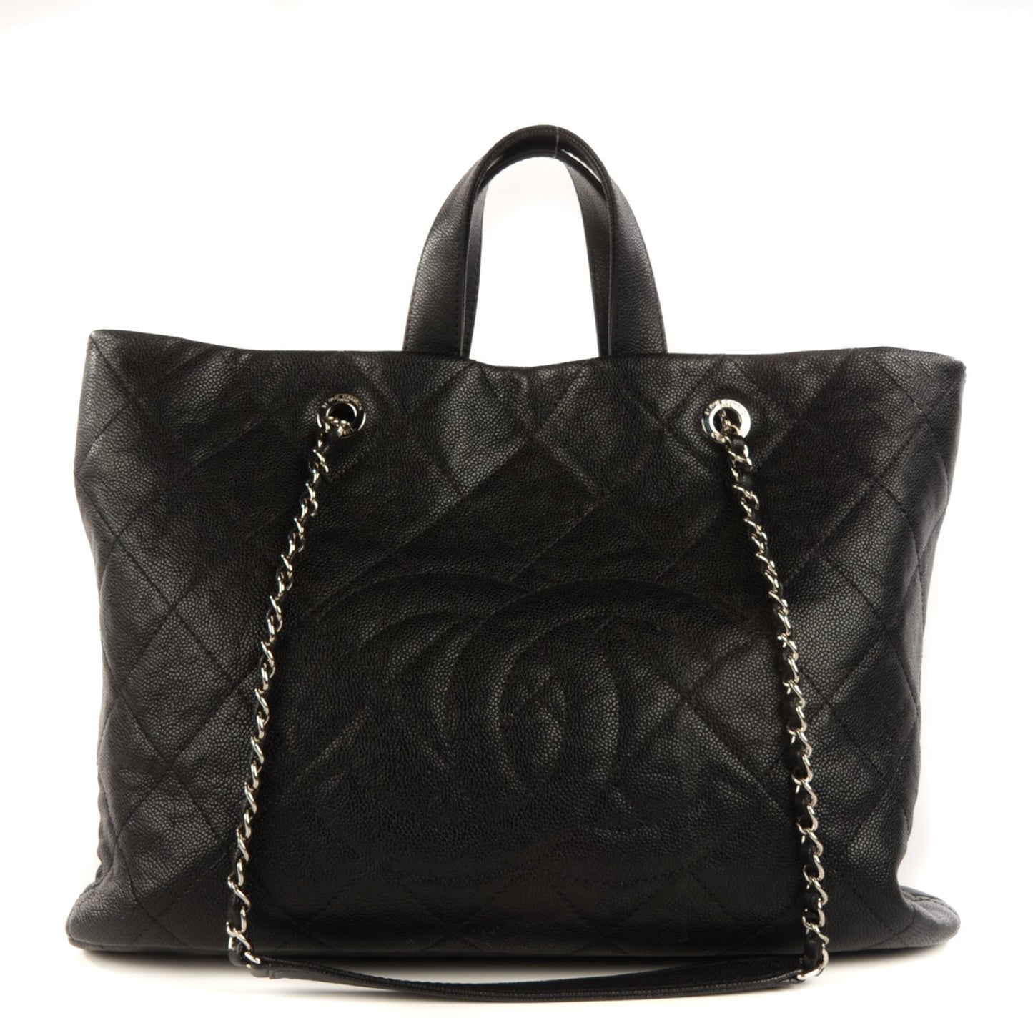 Caviar Quilted Large CC Tote Black