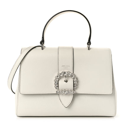 Jimmy Choo Calfskin Crystal Medium Cheri Top Handle Bag Milk 1 of 11