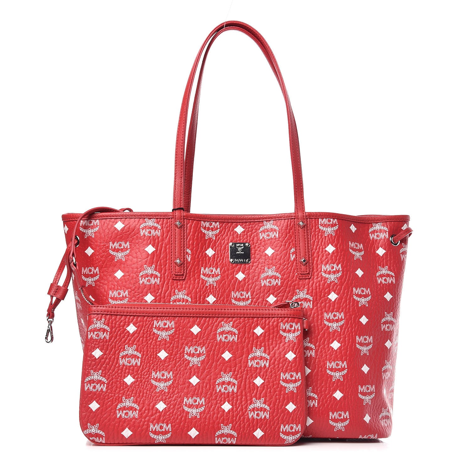 MCM Visetos Medium Liz Reversible Shopper Tote Ruby Red 1 of 14