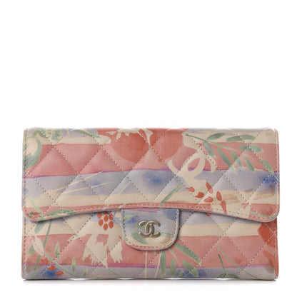 Chanel Lambskin Floral Printed Quilted Long Flap Wallet Multicolor 1 of 9