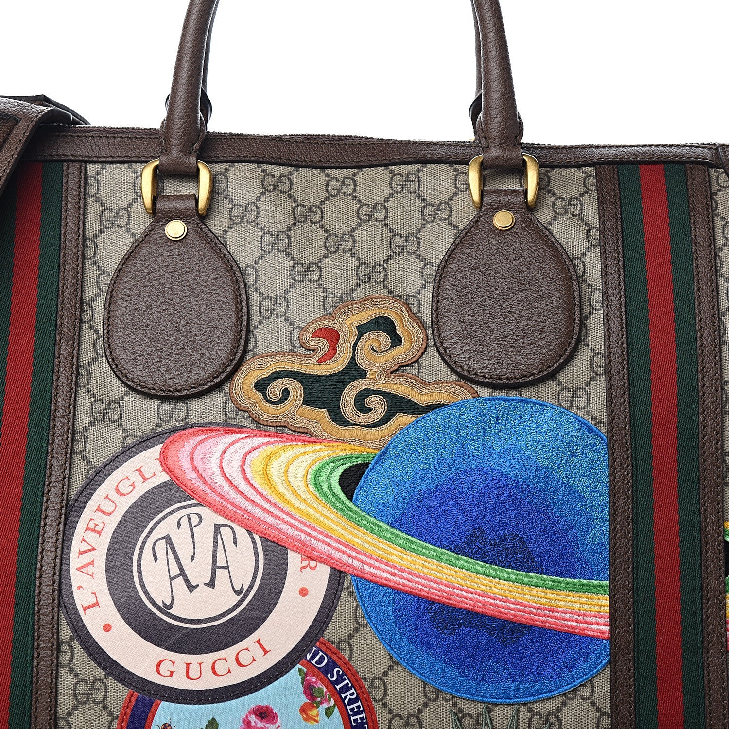 Gucci Soft GG Supreme Monogram Courrier Large Duffle Bag Beige New Acero Multicolor 9 of 9