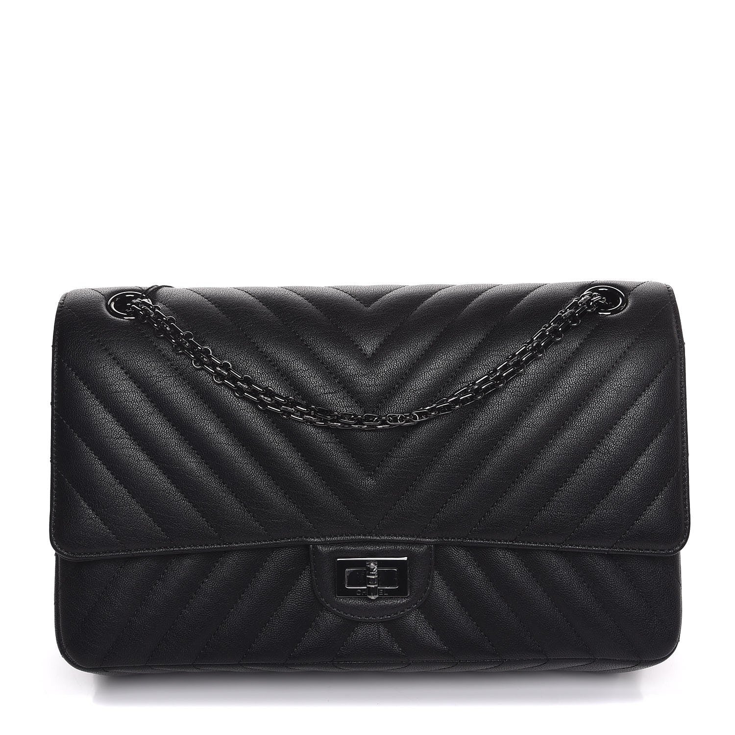 Chanel Sheepskin Chevron Quilted 2.55 Reissue 226 Flap So Black 1 of 9