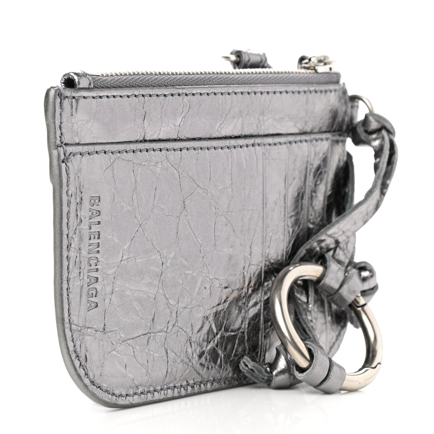 Balenciaga Agneau Le Cagole Clip On Card Mirror Gunmetal 3 of 9
