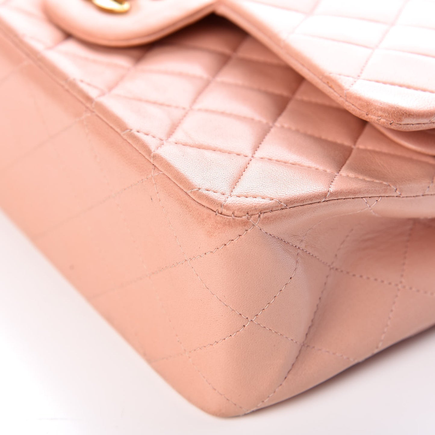 Lambskin Quilted Medium Double Flap Light Pink