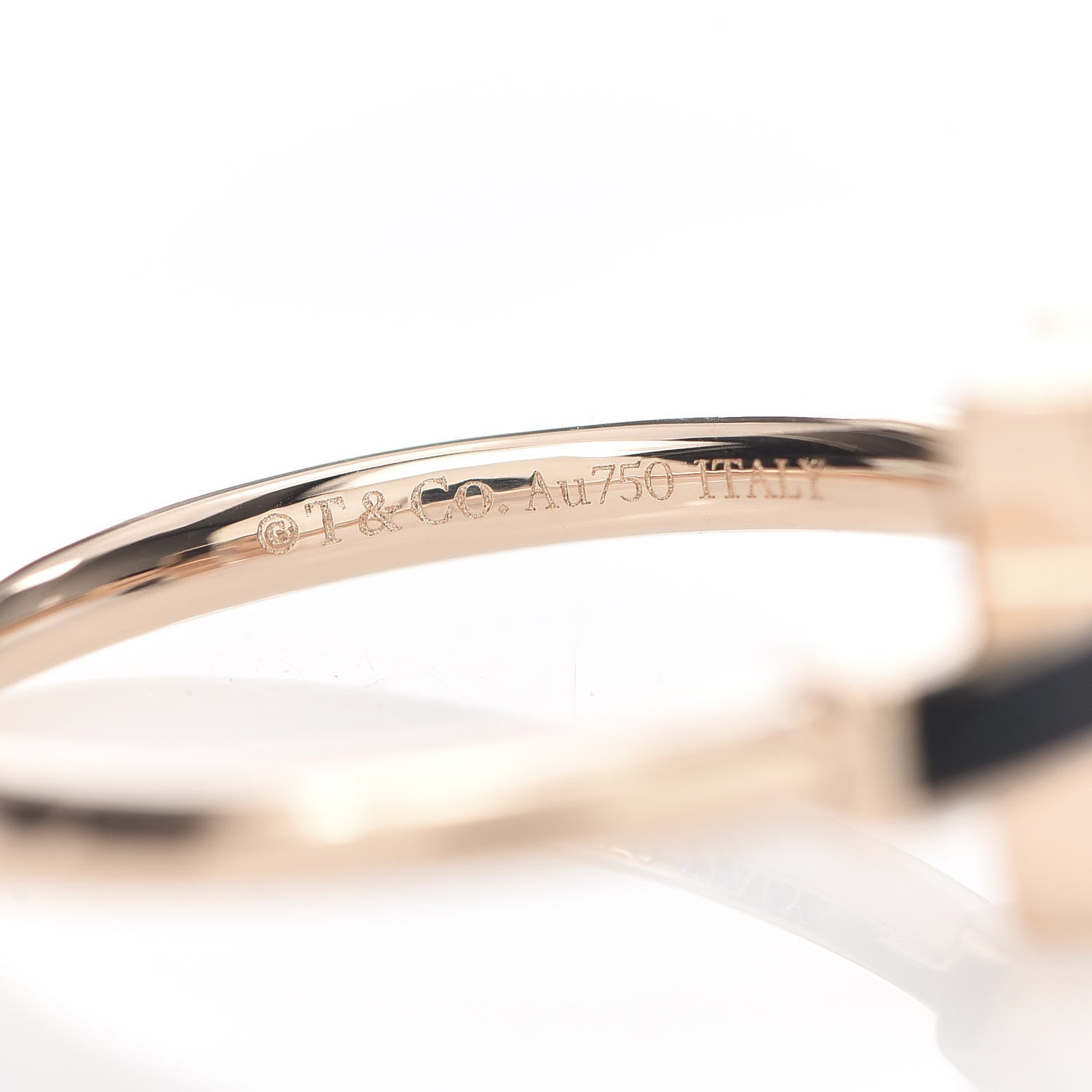 Tiffany 18K Rose Gold Black Onyx T Wire Ring 52 6 5 of 6