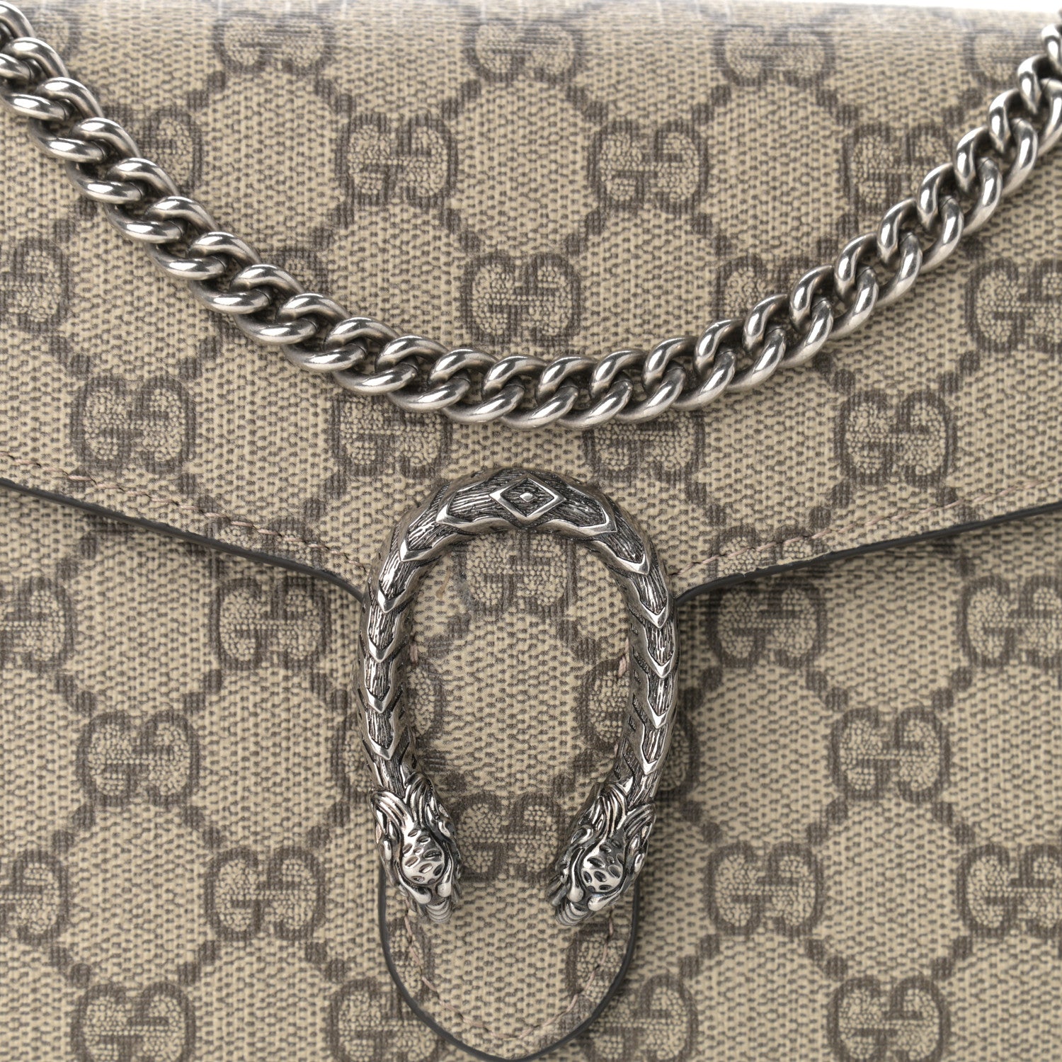 Gucci GG Supreme Monogram Mini Dionysus Chain Wallet Beige Taupe 8 of 14