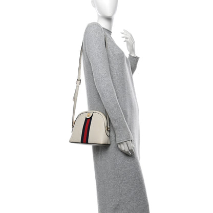 Gucci Textured Dollar Calfskin Web Small Ophidia Dome Shoulder Bag Mystic White 2 of 10