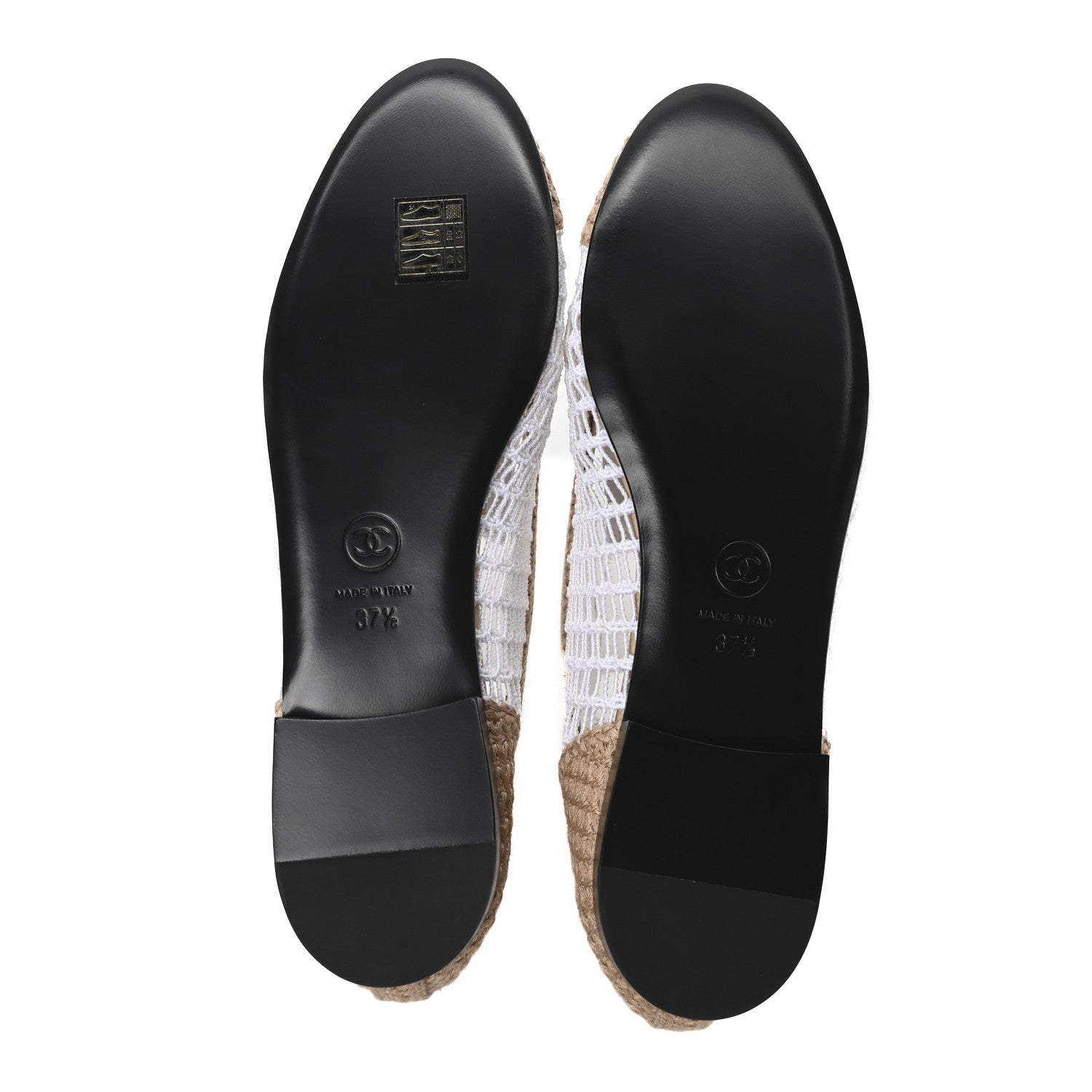 Chanel Raffia Cap Toe Ballerina Flats 37.5 White Beige 6 of 9