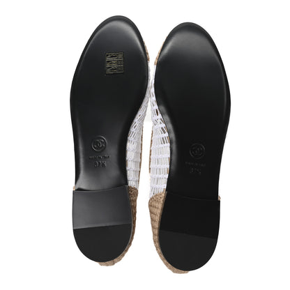 Chanel Raffia Cap Toe Ballerina Flats 37.5 White Beige 6 of 9
