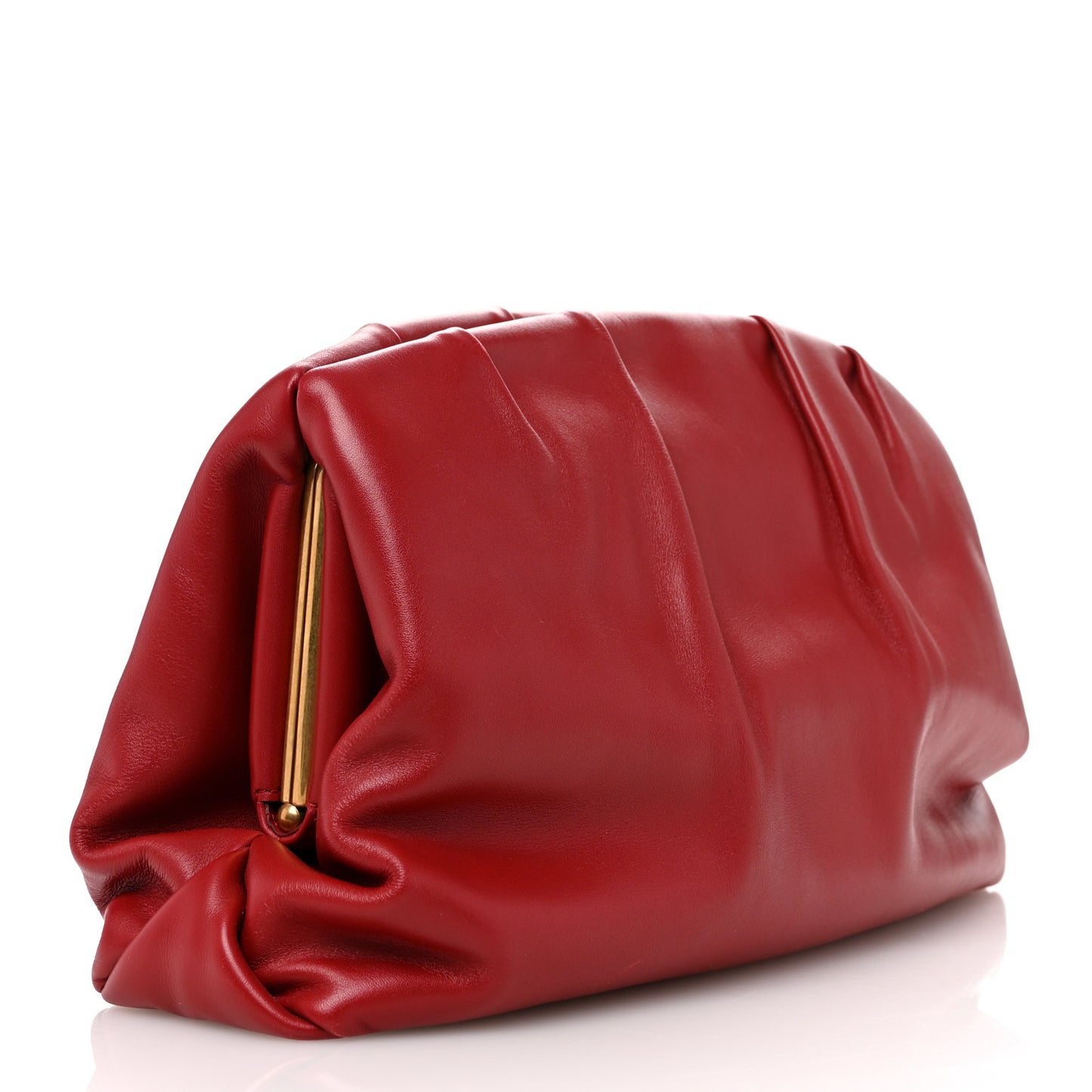 Calfskin Pleated French Lock Clutch Red