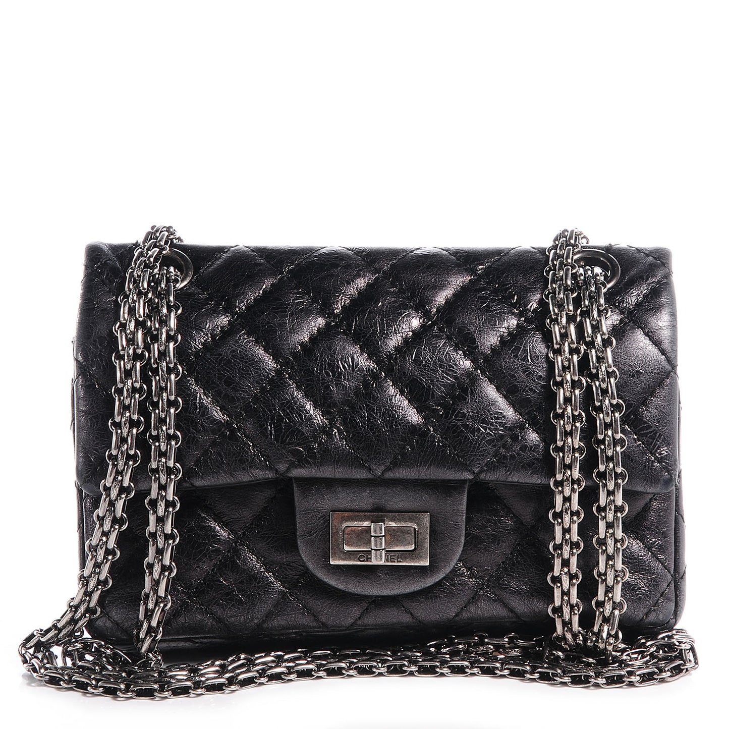 Glazed Calfskin 2.55 Reissue 224 Flap Black