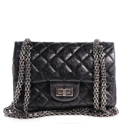 Chanel Glazed Calfskin 2.55 Reissue 224 Flap Black 1 of 8