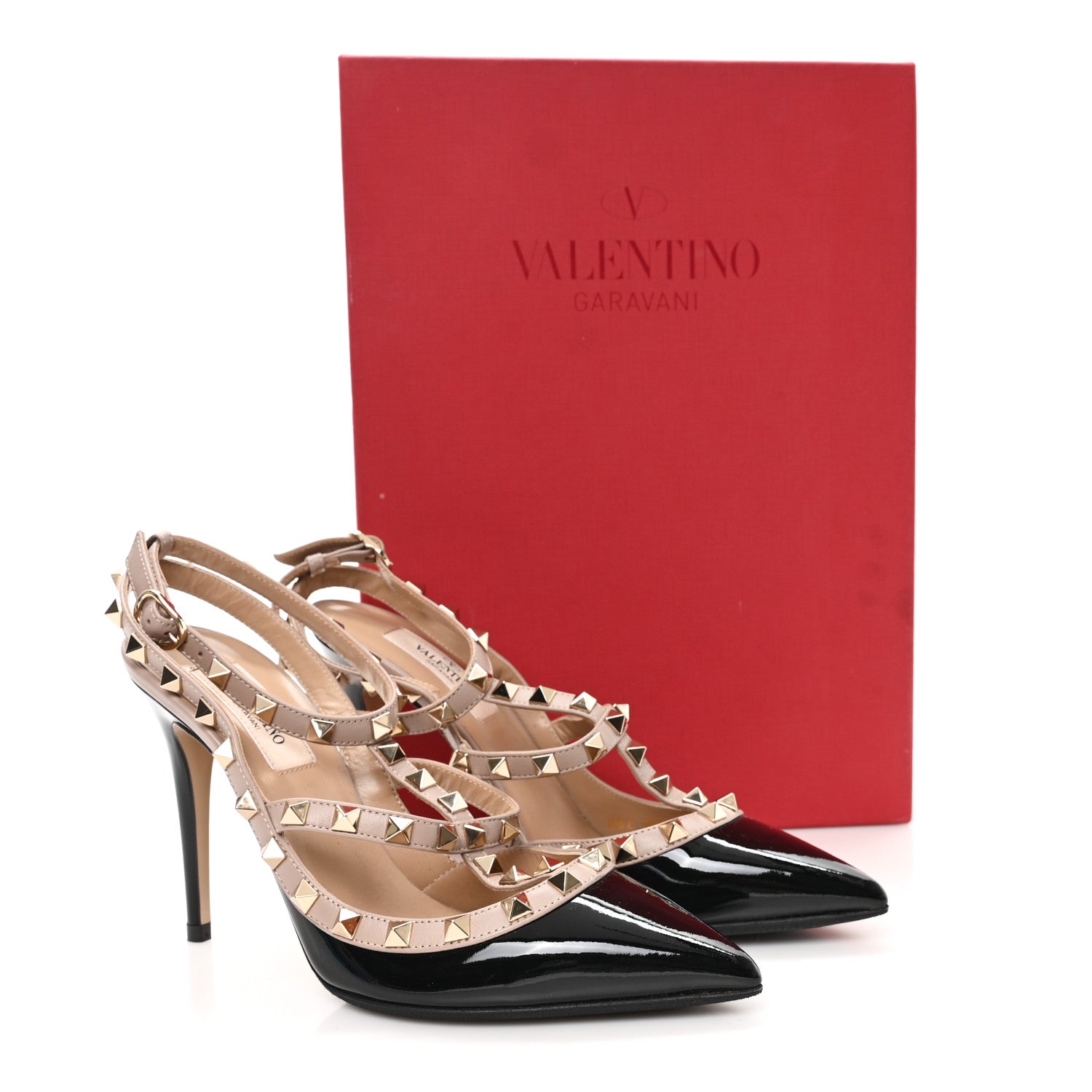Valentino Garavani Patent Nappa Rockstud Ankle Strap 100mm Pumps 37.5 Black Poudre 10 of 10