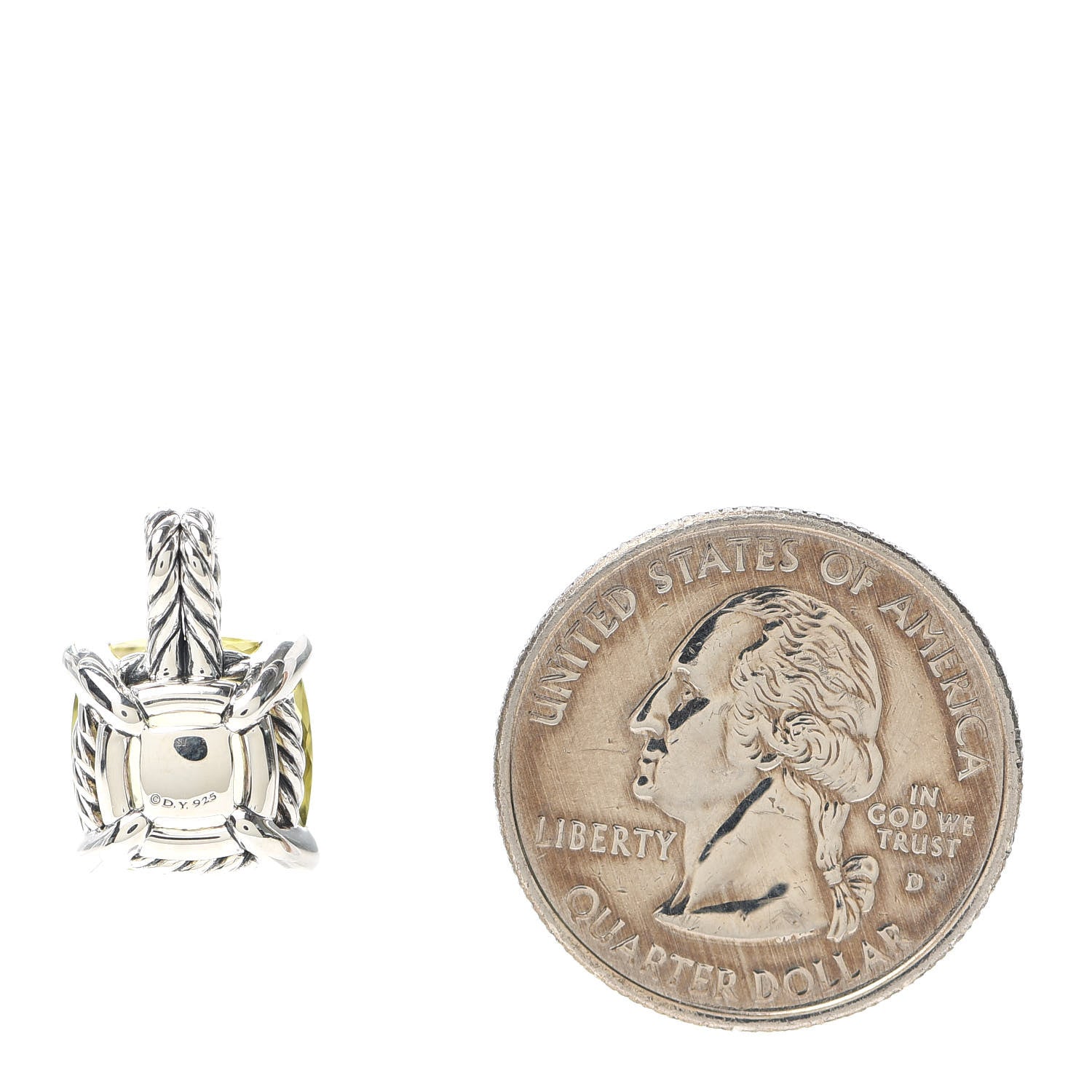 David Yurman Sterling Silver Diamond Lemon Citrine 11mm Chatelaine Pendant 2 of 3