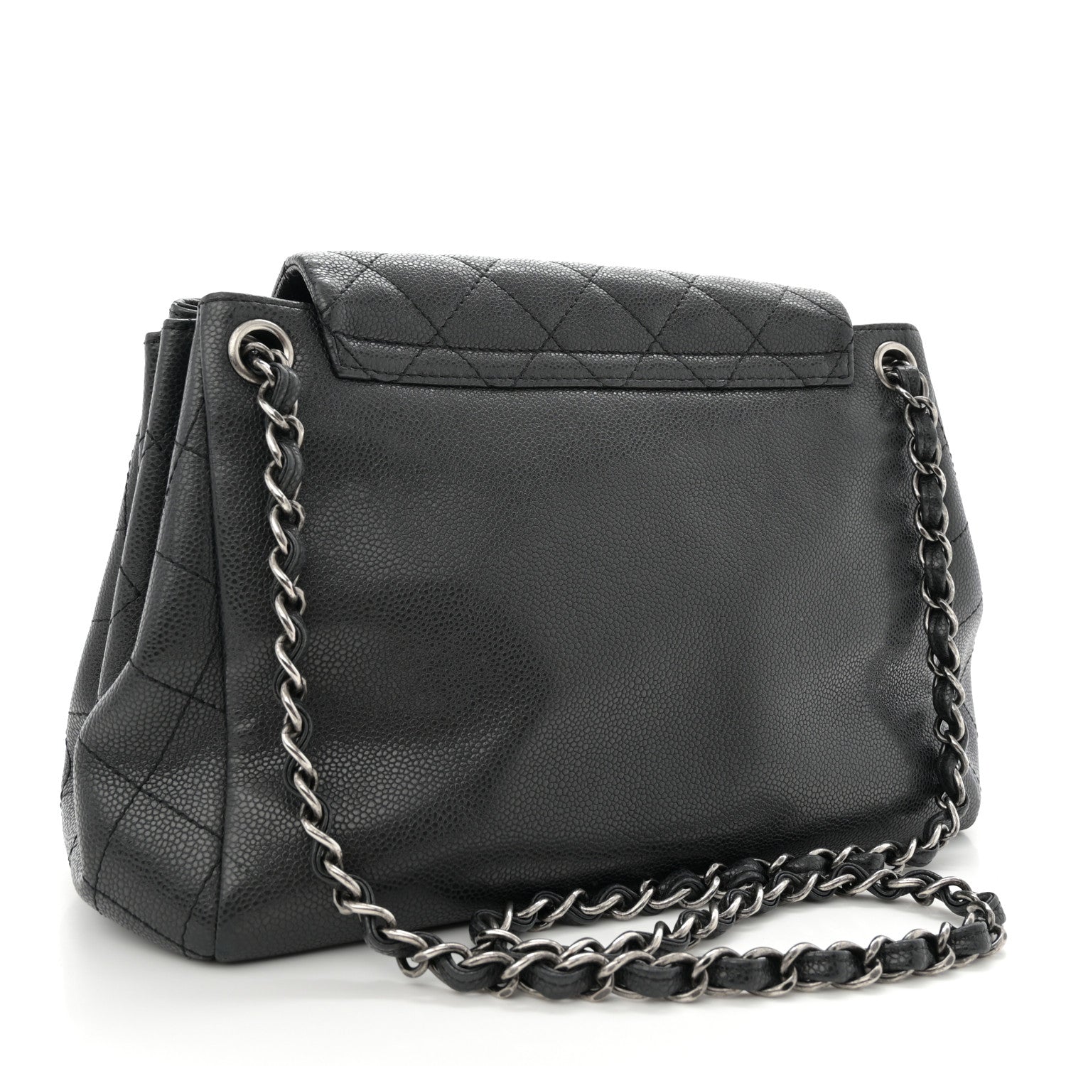 Chanel Caviar Quilted CC Accordion Shopping Bag Black 3 of 15