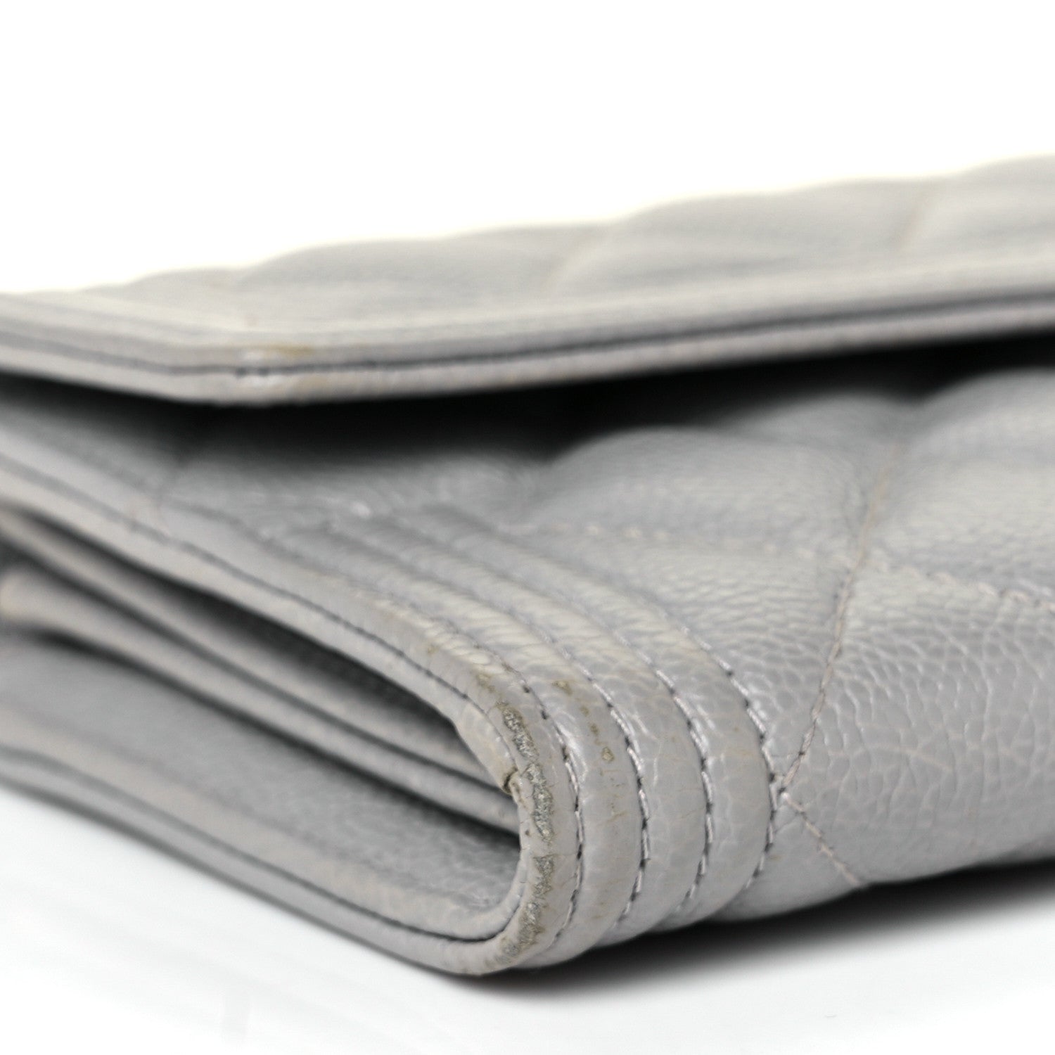 Chanel Caviar Quilted Large Boy Gusset Flap Wallet Grey 9 of 11