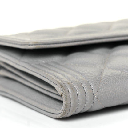 Chanel Caviar Quilted Large Boy Gusset Flap Wallet Grey 9 of 11
