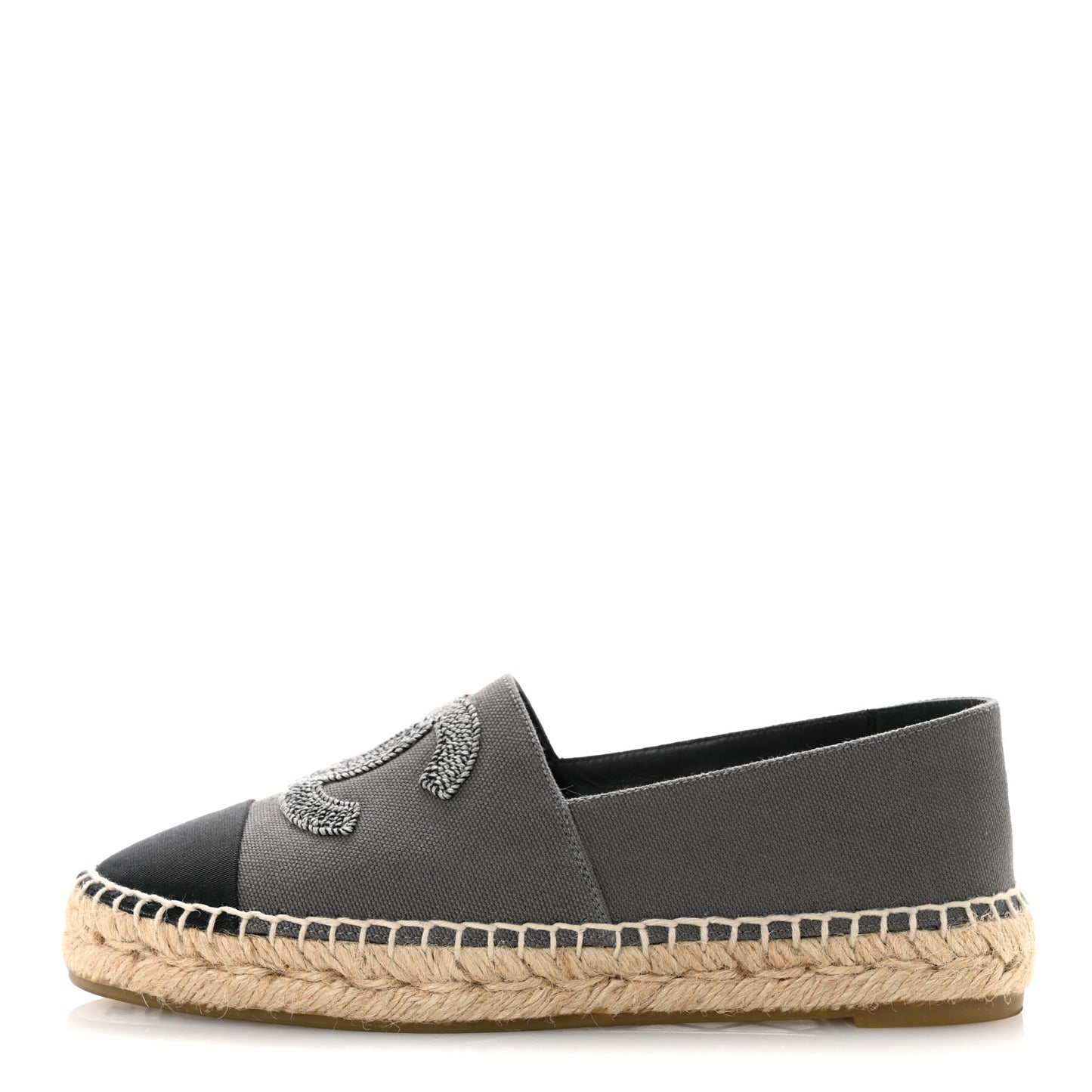 Canvas Grosgrain CC Espadrilles 36 Grey Black