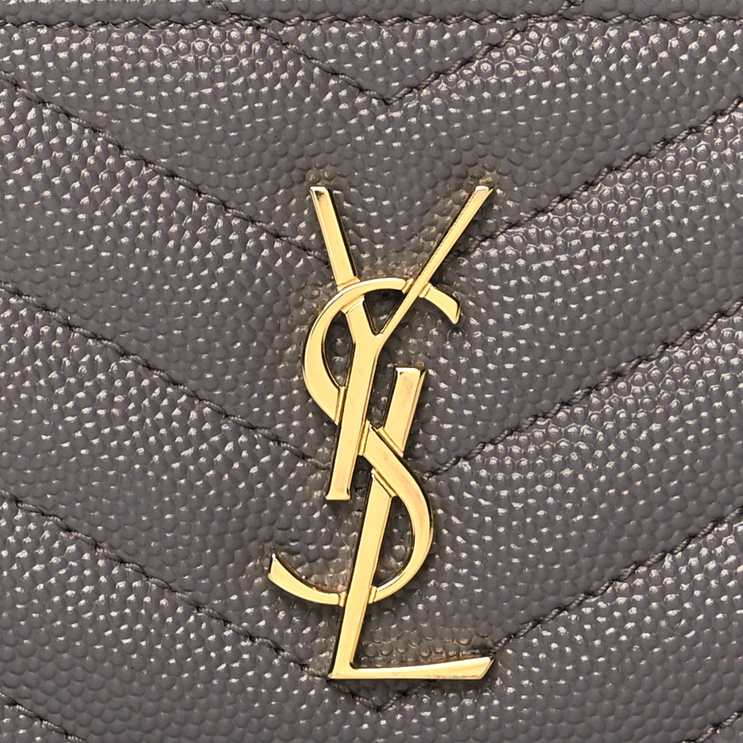 Saint Laurent Grain De Poudre Matelasse Chevron Monogram Fragments Zippered Card Case Fog 8 of 8