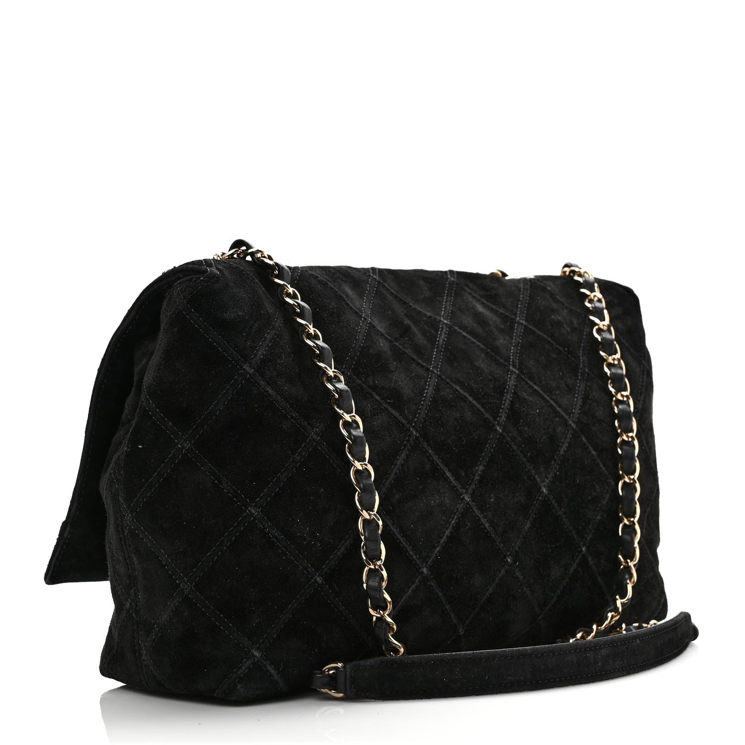 Chanel Suede Diamond Stitched Lovely Chains Flap Bag Black 2 of 8