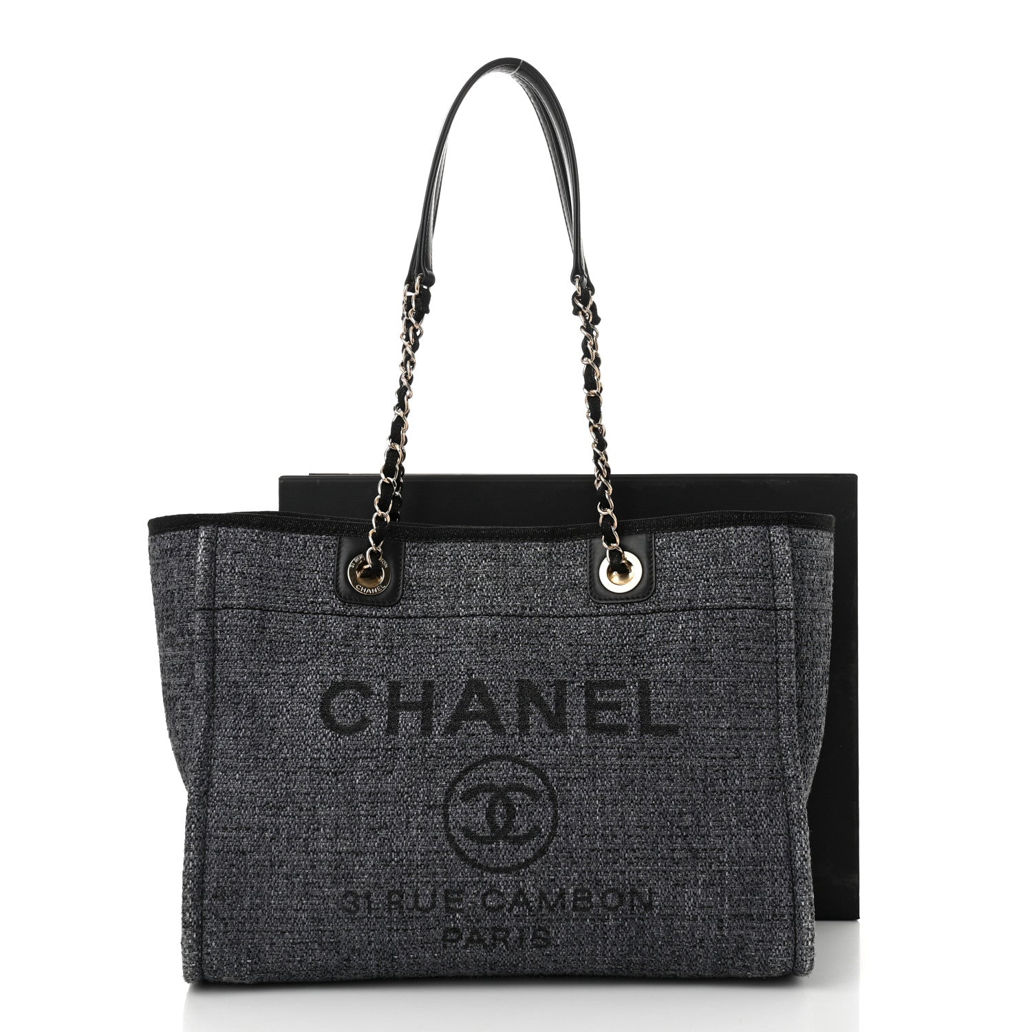 Chanel Lurex Boucle Small Deauville Tote Black 11 of 11