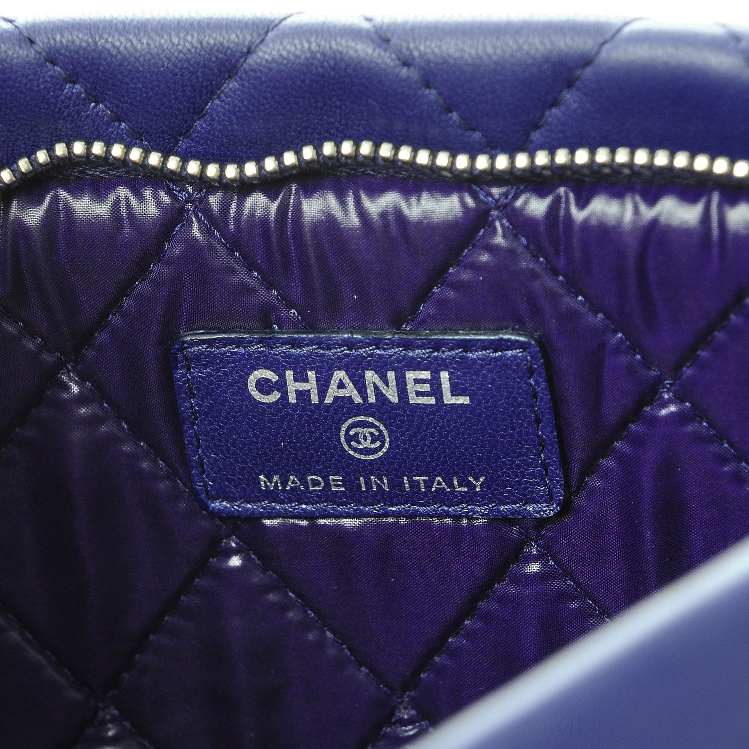 Chanel Lambskin Quilted CC Beauty Clutch Blue 7 of 8