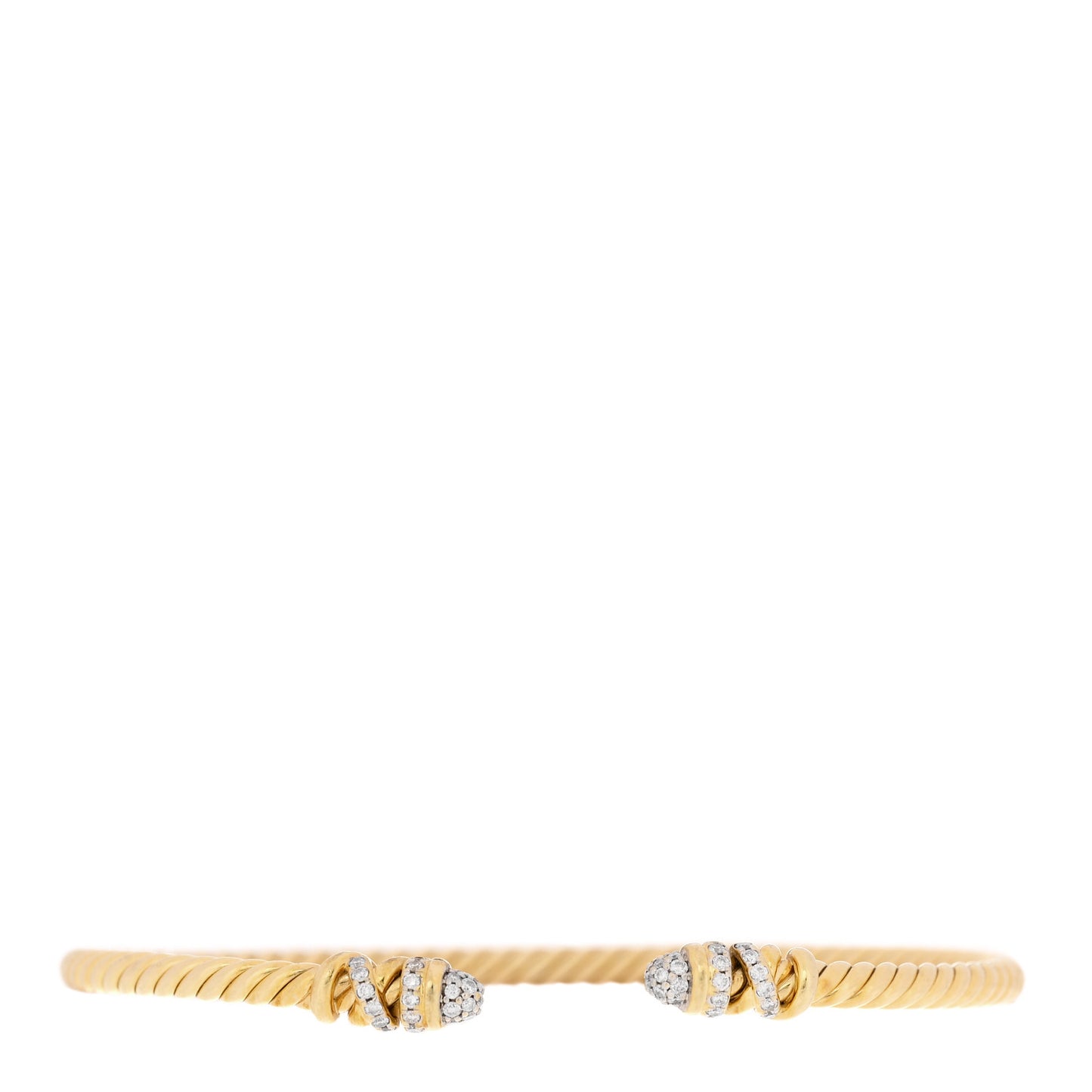 18K Yellow Gold Diamond 3mm Petite Helena Cuff Bracelet