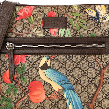 Gucci GG Supreme Monogram Tian Web Medium Flat Messenger Beige Multicolor New Acero 8 of 10