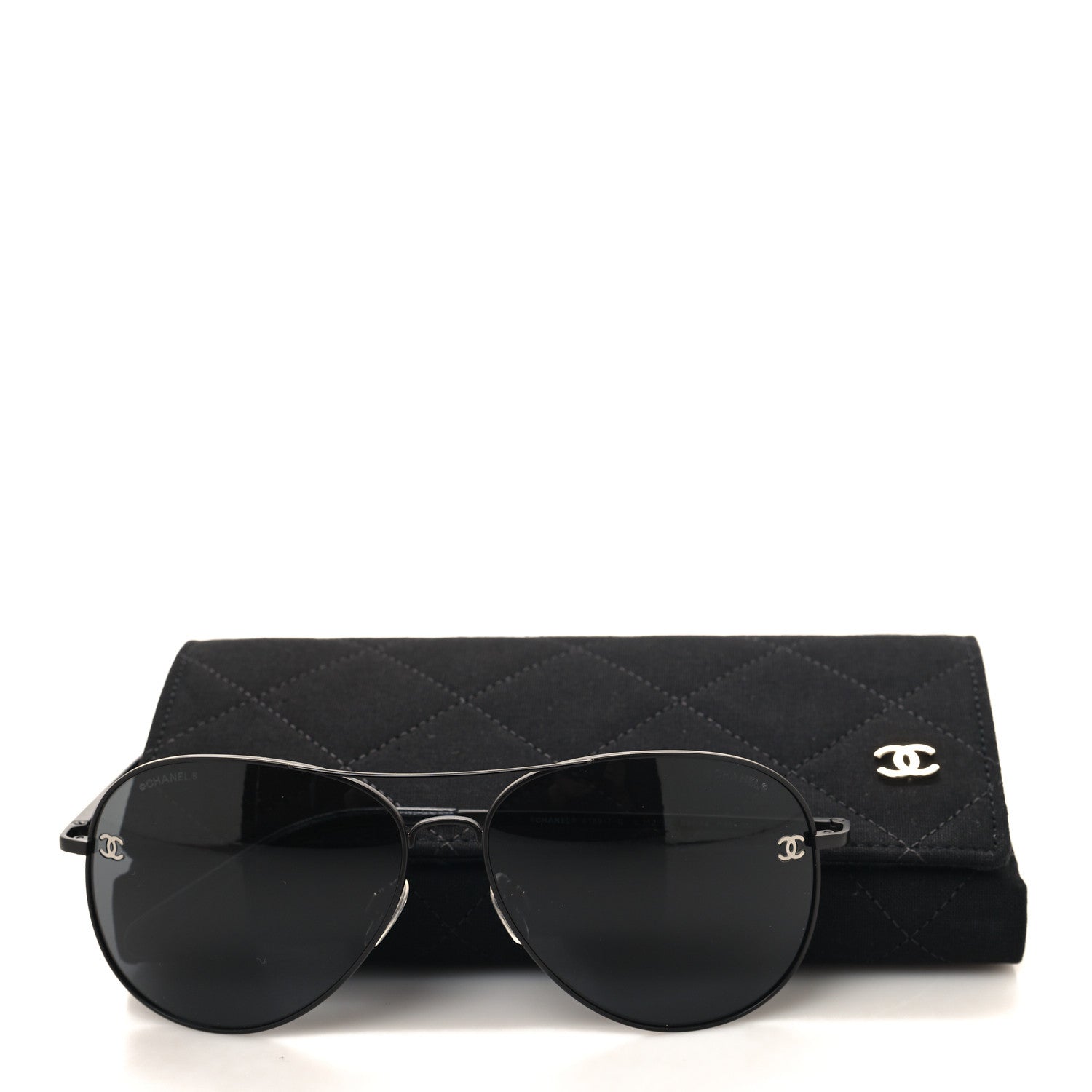 Chanel Aviator CC Sunglasses 4189-T-Q Black 7 of 7