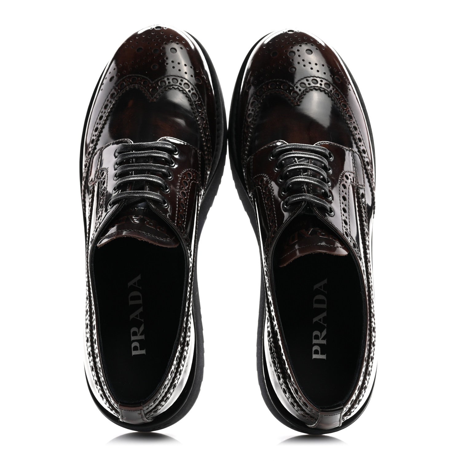 Prada Spazzolato Fume Brogue Derby Loafers 39 Bruciato 2 of 9