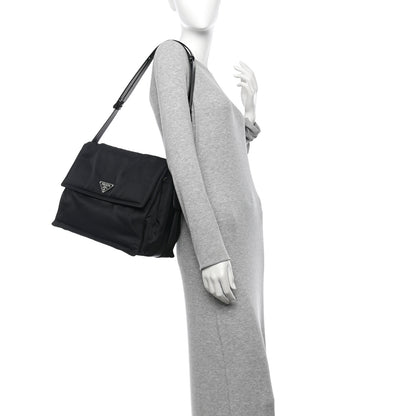 Prada Re-Nylon Vitello Padded Large Flap Shoulder Bag Black 2 of 10