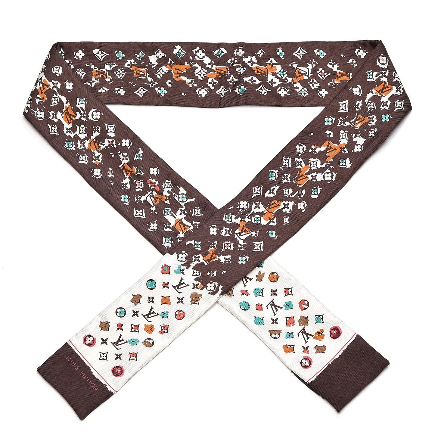 Silk Monogram Splash Bandeau Marron
