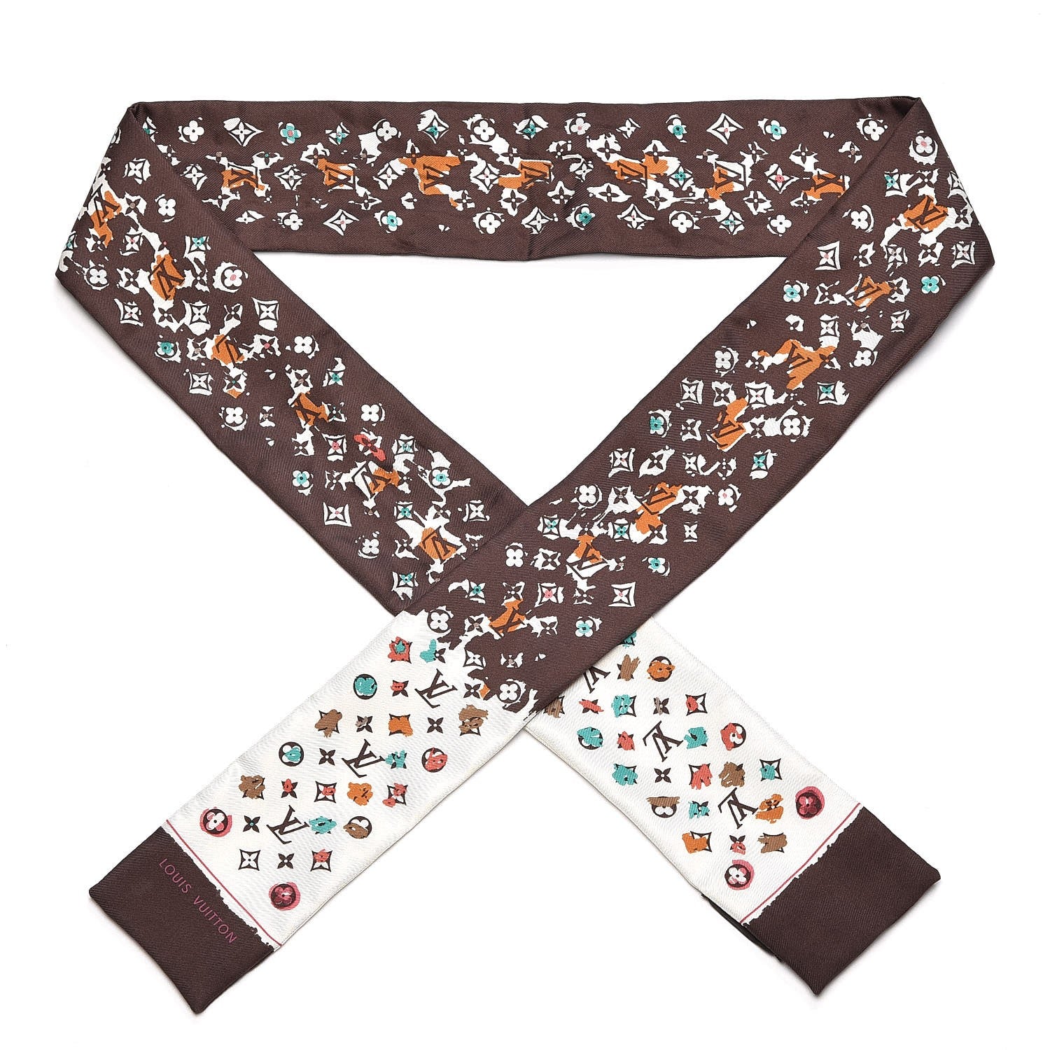 Louis Vuitton Silk Monogram Splash Bandeau Marron 1 of 6