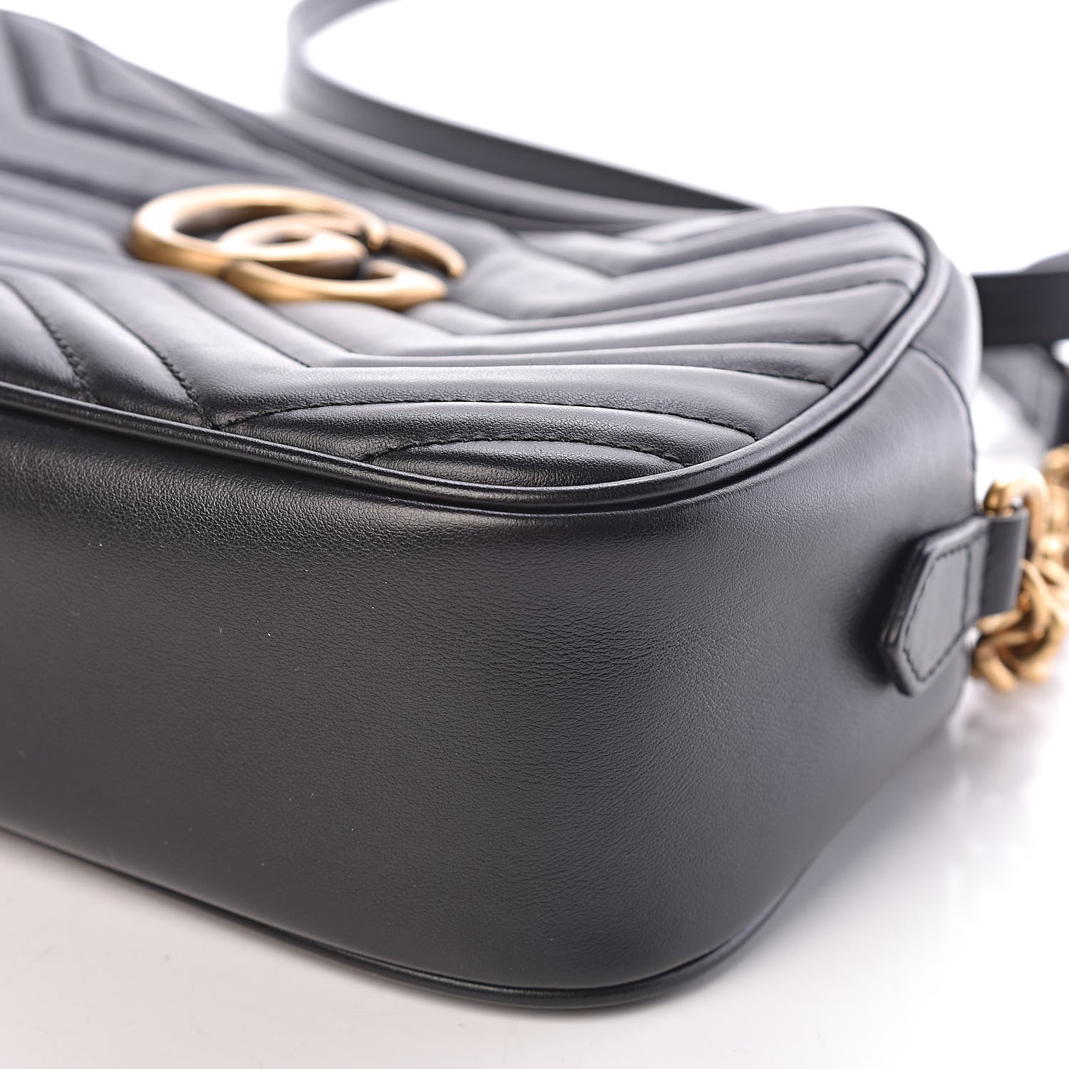 Gucci Calfskin Matelasse Small GG Marmont Chain Shoulder Bag Black 10 of 12